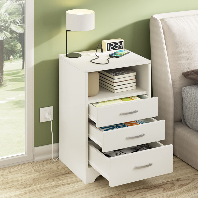 Tamathy 15.75'' W Nightstand, 2, White