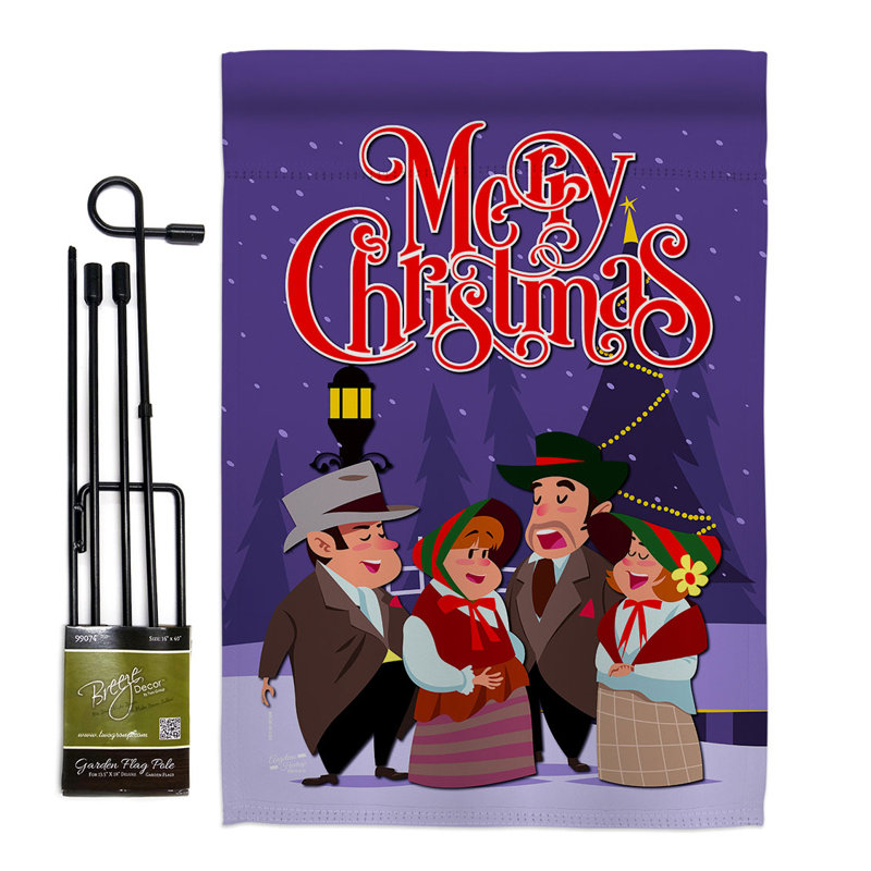 Ensemble de drapeaux de Noël en mélange de polyester 18,5 x 13 po Christmas Carol