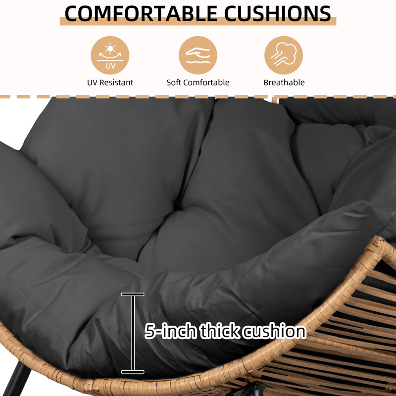 Fauteuil à bascule d'extérieur avec coussin Calcedonio, Gris / naturel