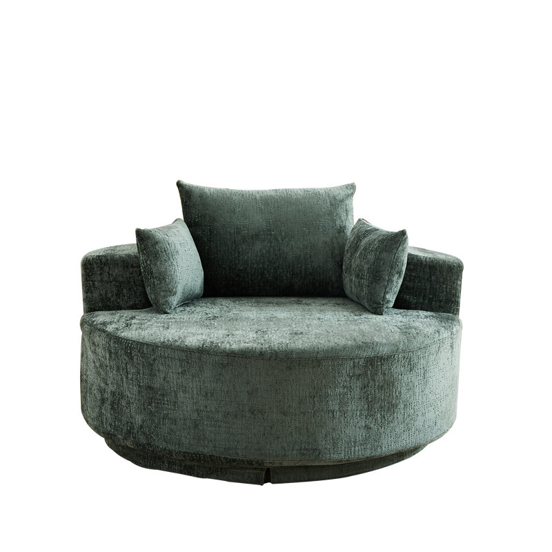 Fauteuil pivotant simple en mousse de 55 po en chenille de 55 po, canapé moderne moelleux, fauteuil pivotant à 360 degrés pour le salon, la chambre à coucher, le salon et la salle de projection