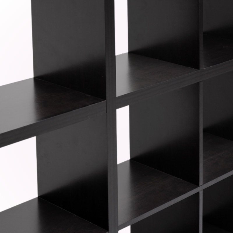 Kashen Modern Bookcase with 12 Cubies Shelves in Brown Finish, 60.85'' H X 58.10'' W X 11.35'' D