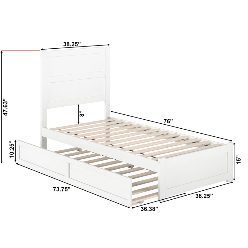 Lit gigogne en bois massif Ivor, Simple, Blanc
