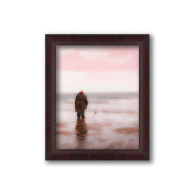 Fisherman by the Sea by Hal Halli. Paper Print - Mounted & Framed with Clear Acrylic