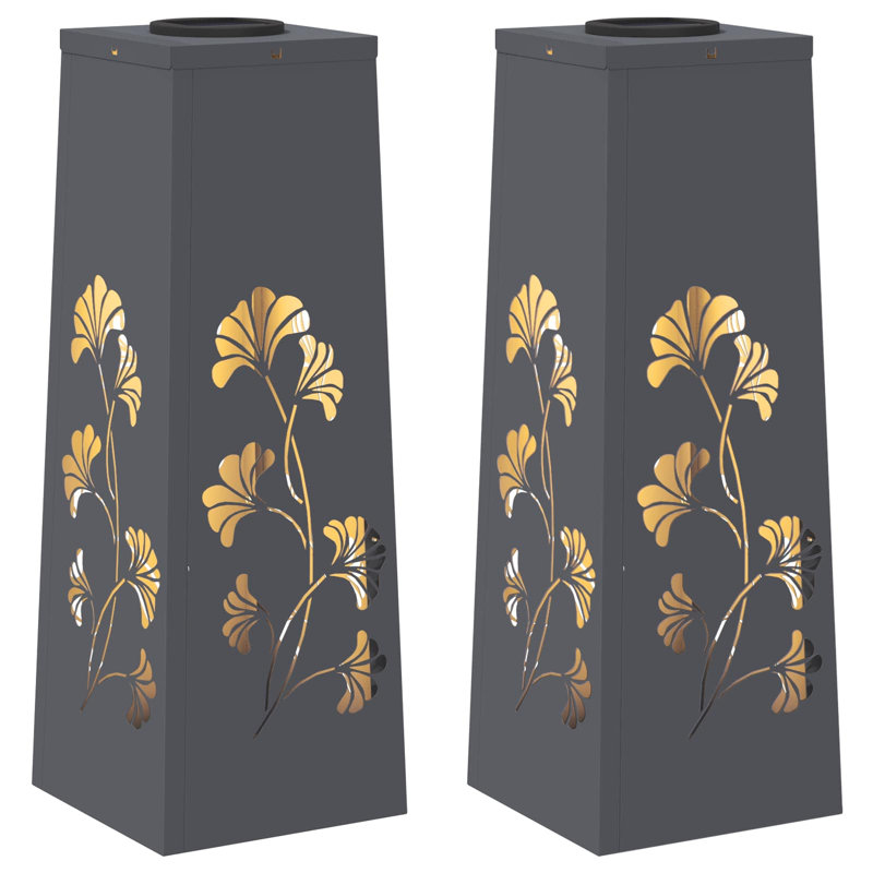 Solar Powered Steel Pathway Light, 50cm H x 18cm W x 18cm D, Anthracite