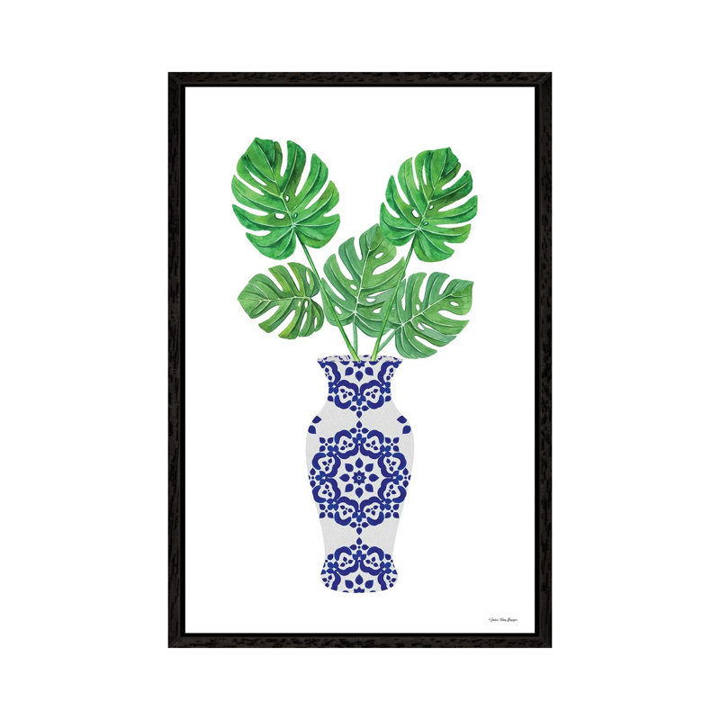 Watercolor Blue Jar by Seven Trees Design - Gallery-Wrapped Canvas Giclée on Canvas, Black Floater Framed