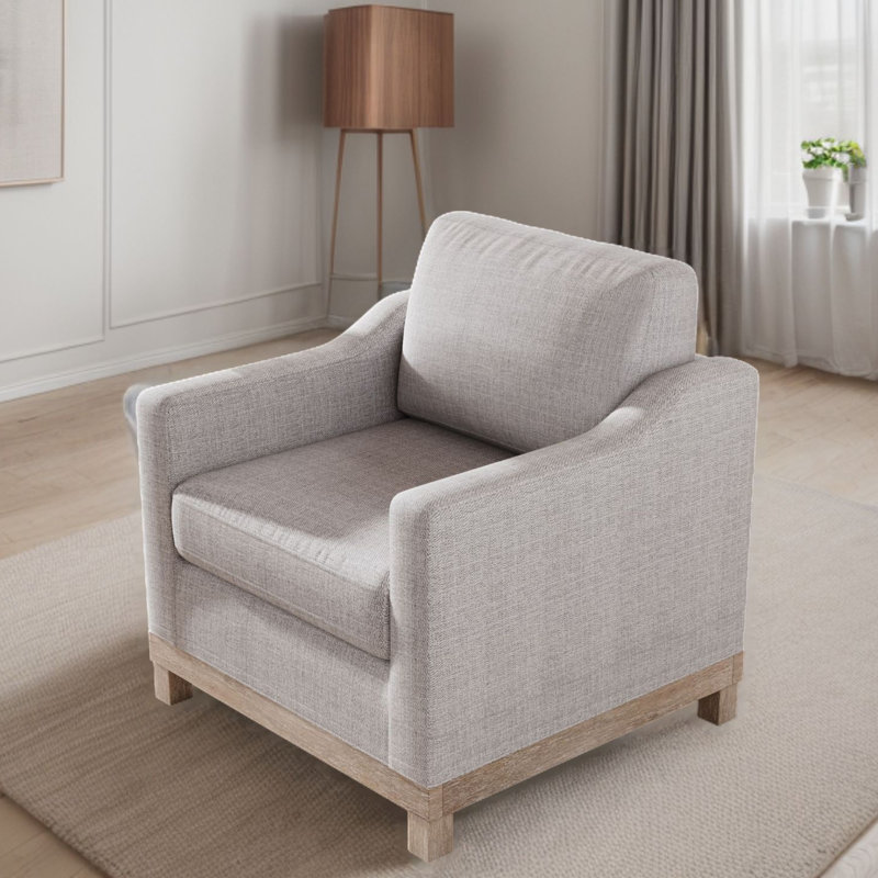 Fauteuil de 31,3 po de largeur Luretha, Mélange de lin gris