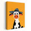 Silly Cow In Hat Abstract Contemporary Landscape Nature Wall Art Print 1 Piece Wrapped Canvas Wall Art-1542845637