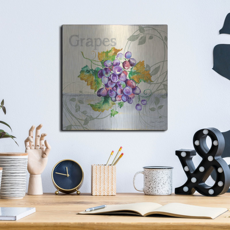 «Tutti Fruiti Grapes» par Jean Plout, art mural en métal, H 12 po x l 12 po