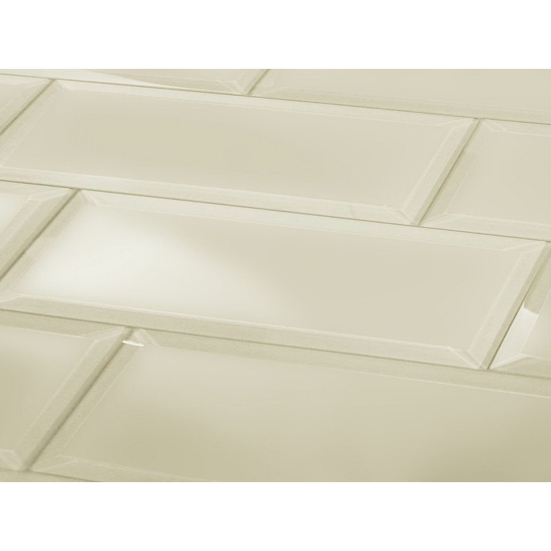 Frosted Elegance 3 in. x 12 in. Diamond Grade Glass Beveled Subway Decorative Kitchen & Bathroom Wall Tile