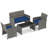 8 PCS Patio Conversation Set with Seat Cushions & Tempered Glass Tabletop, Outdoor -1023142976