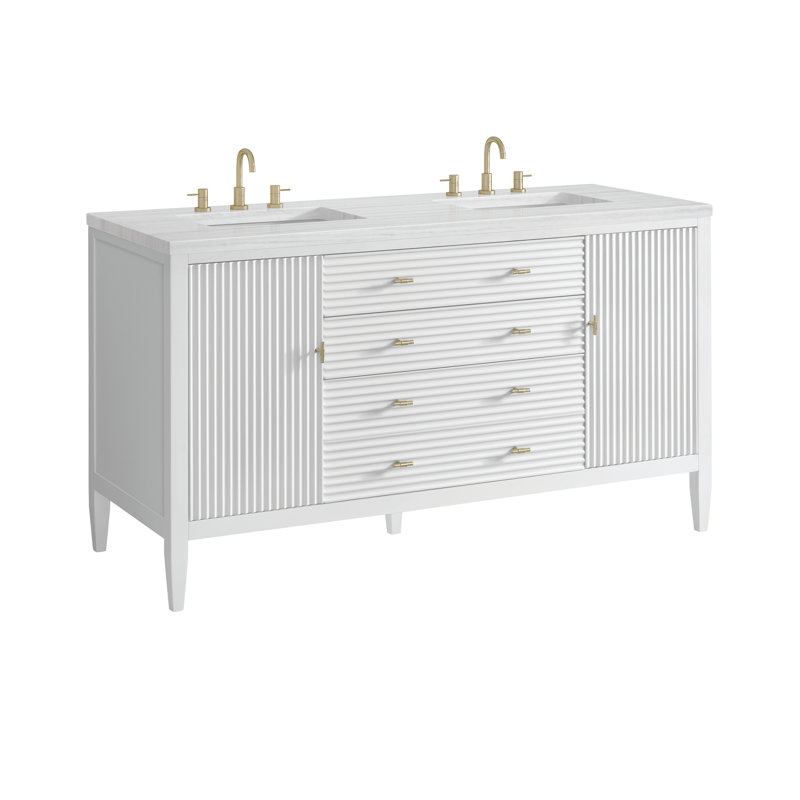 Myrrin 60'' W Double Vanity, Bright White, 8" Widespread, Siberian