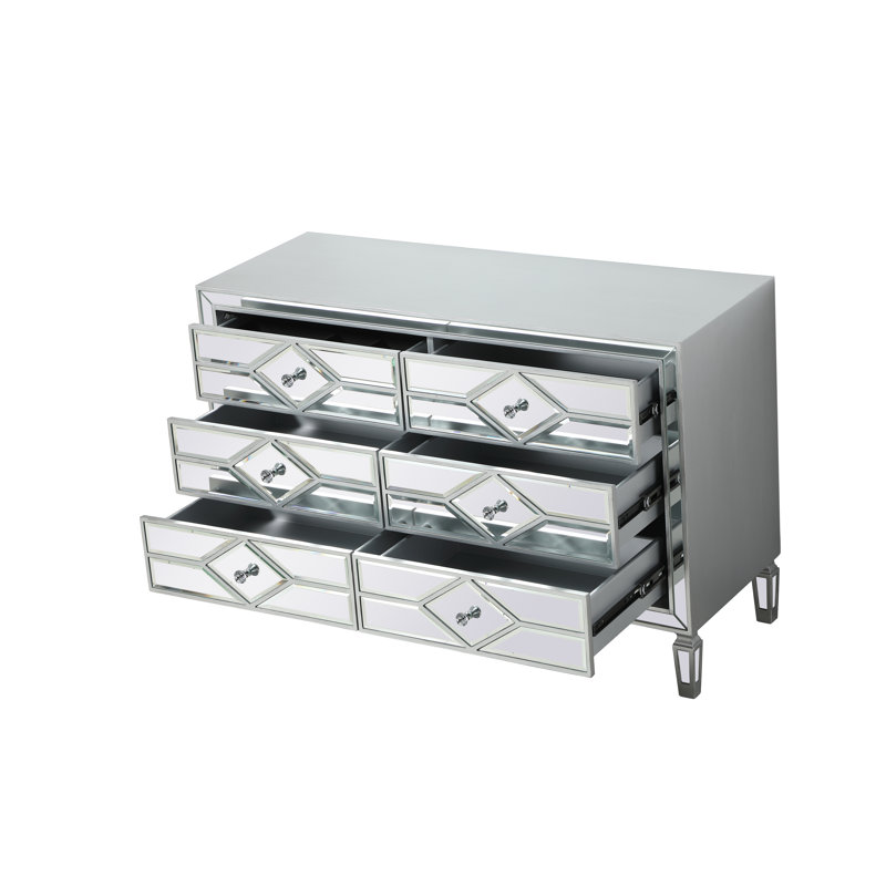Bashaw 48 " W 6 - Drawer Dresser, Silver