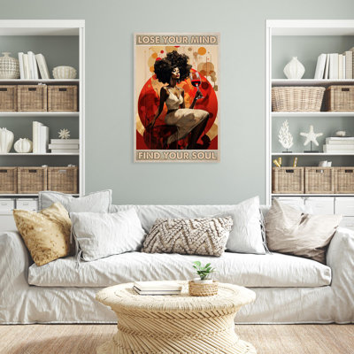 Woman Wine Lose Your Mind - 1 Piece Rectangle Grap " Woman Wine Lose Your Mind - 1 Piece Rectangle Graphic Art Print On Wrapped Canvas "