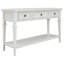 Console de style rétro classique avec trois tiroirs supérieurs et une tablette inférieure de style ouvert, facile à assembler (blanc antique)-1285061531-1285061532-1285061534