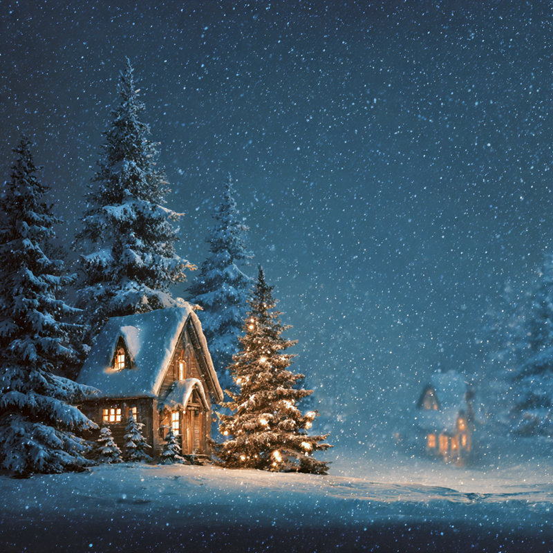 Quiet Winter Cabin Light Wrapped Canvas Wall Art, 20" x 20"