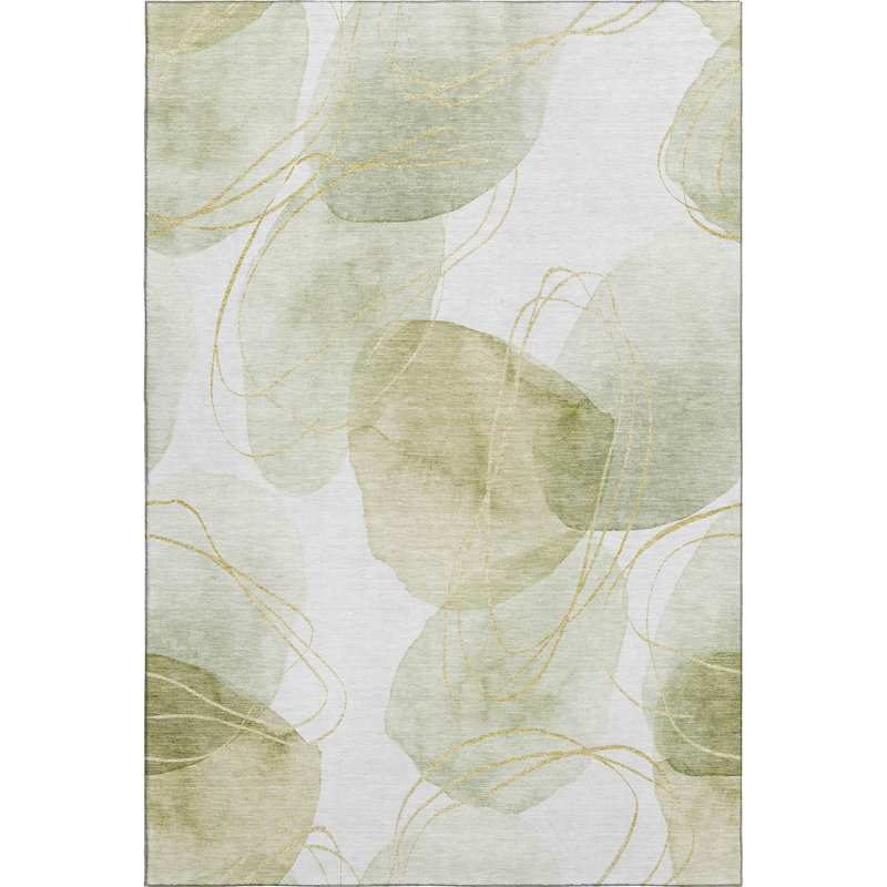 Tapis vert Cerrito AMF544 lavable à la machine de qualité supérieure, Rectangulaire 3 pi x 5 pi