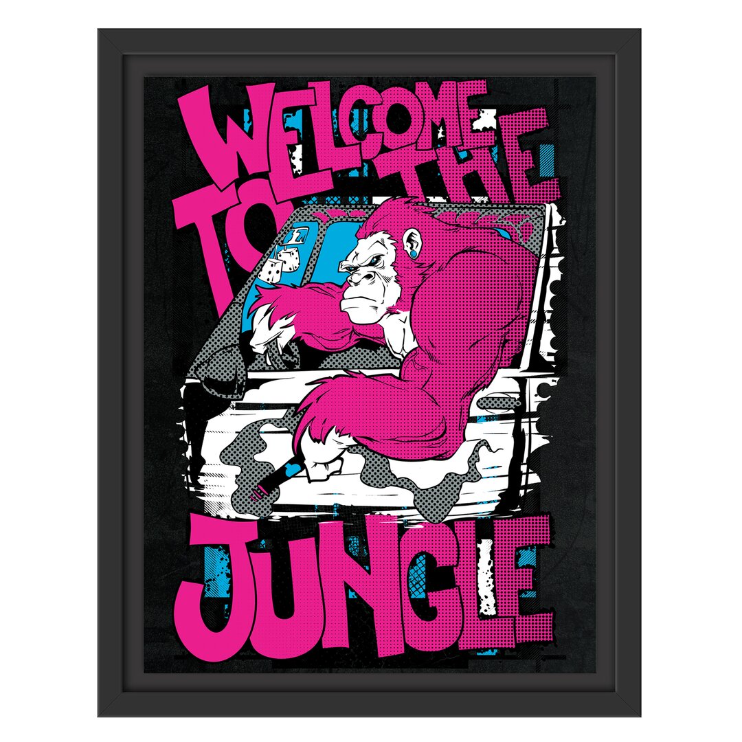 Gerahmtes Wandbild Welcome to the Jungle schwarz