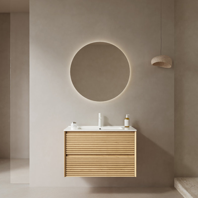 Armoire de salle de bain moderne à bords flottants et courbes