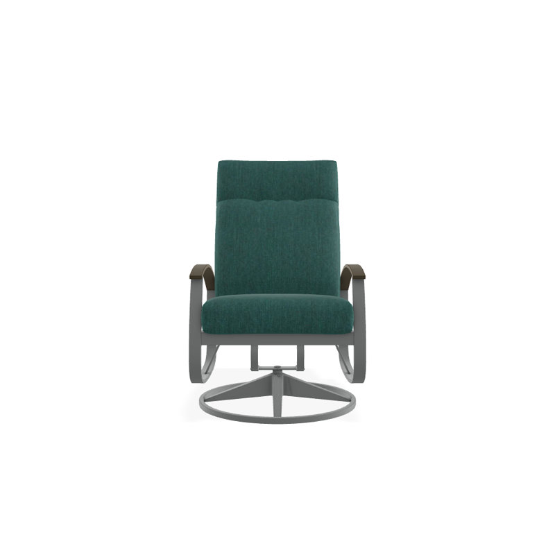 Chaise berçante pivotante réglable avec coussins Askar, Tissage uni Sunbrella® brise coulée, Bois de plage P40