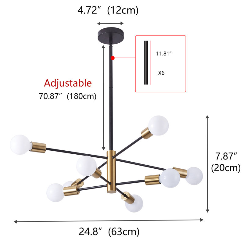 Deunta 8 - Light Dimmable Sputnik Chandelier