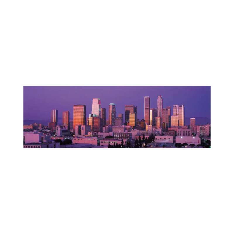 Los Angeles Panoramic Skyline Cityscape (Dusk) - Wrapped Canvas Panoramic Print, 30.48cm H x 91.44cm W x 1.91cm D