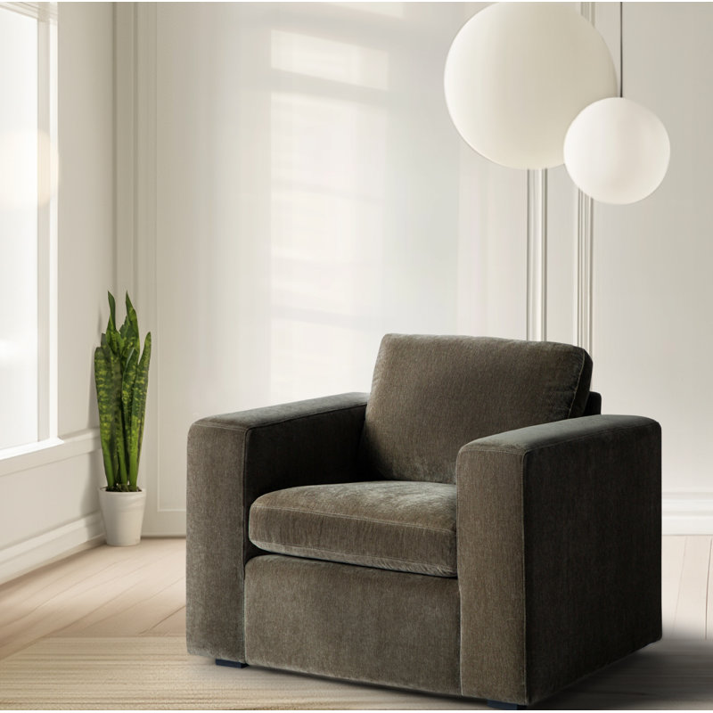 Benedict Upholstered Armchair, Olive Green Performance Chenille