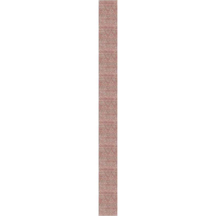 Ervin Anya Vintage Tribal Chevron Pink Beige Rust Flat-Weave Rug