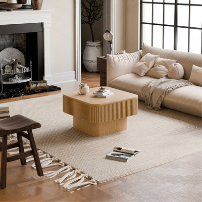 Table basse 31,5 po carrée avec rangement Table d'appoint moderne en placage de bois massif pour salon, chambre à coucher, appartement ou bureau
