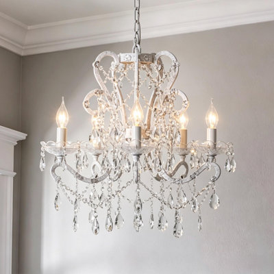 Valmira 5/6/8-Light Traditional Candle Style Chandelier in Vintage White Finish