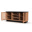 Meuble télé 63 po, pour téléviseur jusqu'à 70 po, sans assemblage, console en peuplier noir 63 po, compatible, assemblage et bois