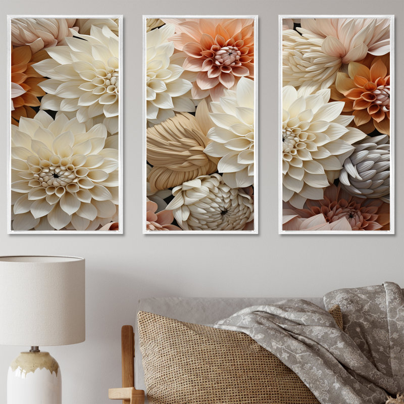 Minimalisme mamans en beige et couleur atténuée III - ensemble d'art sur toile mamans, Cadre flottant blanc