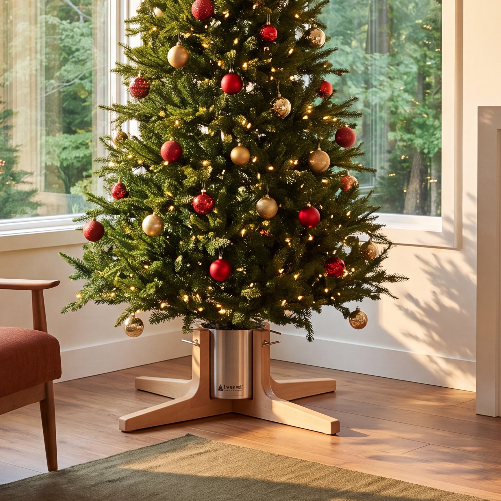 Live Christmas Tree Stand (Fits 5" Trunk), Silver