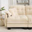 Canapé en L Chenille avec 4 coussins en forme de L, repose-pieds mobile et garniture capitonnée matelassée à conception ergonomique, canapé à assise profonde facile à assembler pour le bureau du salon, appartement, beige crème-1065213120-1065213124