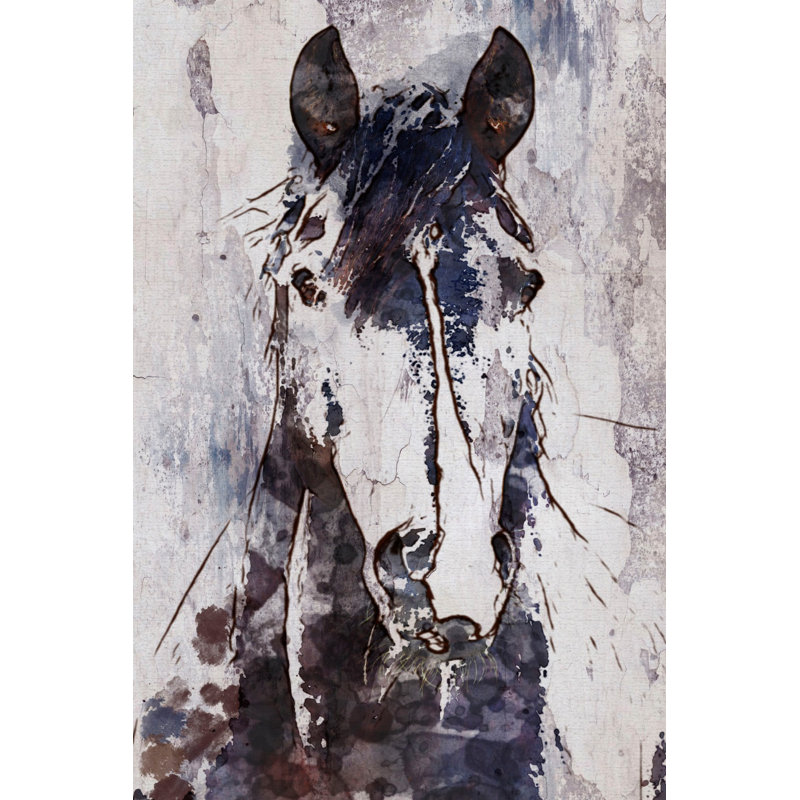 « mustang cheval », reproduction d’art sur toile tendue, H 24 po x l 16 po x P 1,5 po