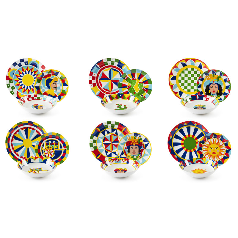 Sicilian Rhapsody 18 Piece Porcelain Dinnerware Set - Service for 6