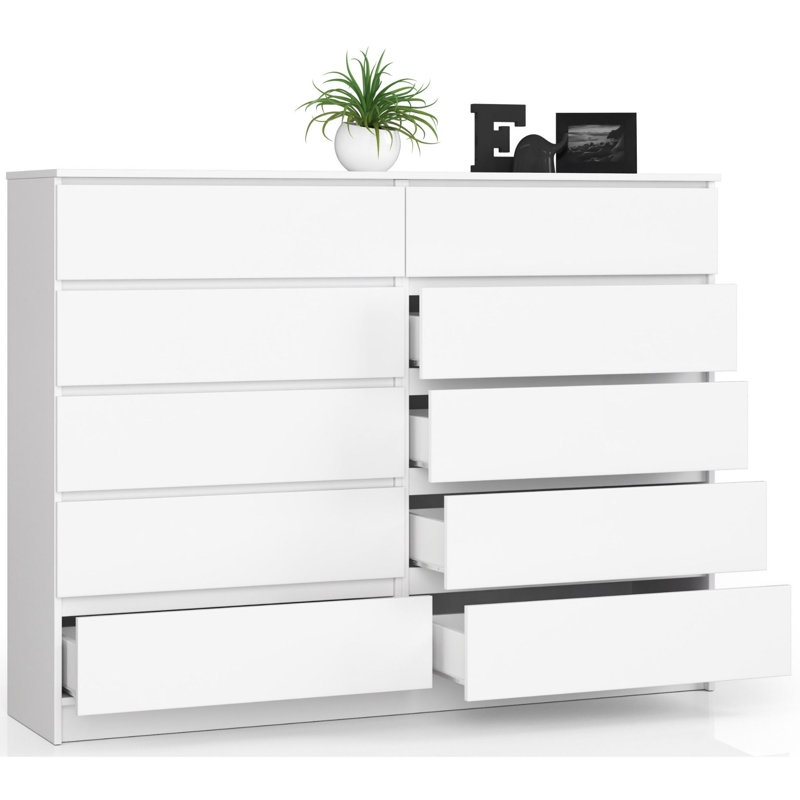 Elight 160cm W 10 - Drawer Chest of Drawers, White