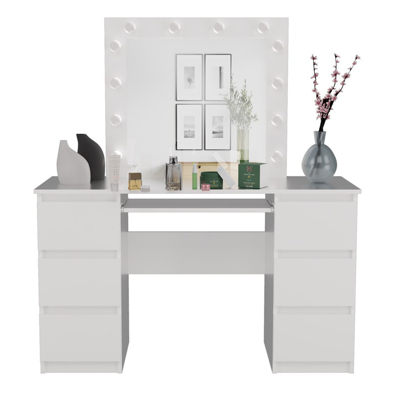 Caidon Dressing Table with Mirror, White
