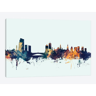 Leeds, England, United Kingdom On Blue by Michael Tompsett - Gallery-Wrapped Canvas Giclée