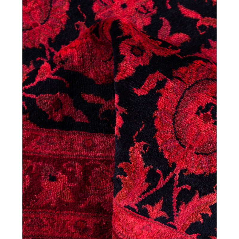 Overdyed Hand-Knotted Wool Modern-Contemporary Red Area Rug 2' 7" x 4' 3"