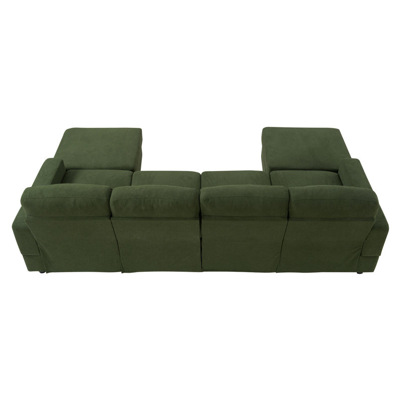Modular Green Sectionals, 98.8 Inch Corduroy Modern Sofa For Home