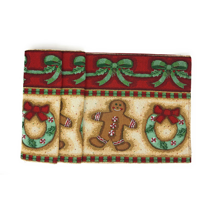 Schulz Geometric Cotton Blend Gingerbread Christmas Table Runner, 13" W x 90" L