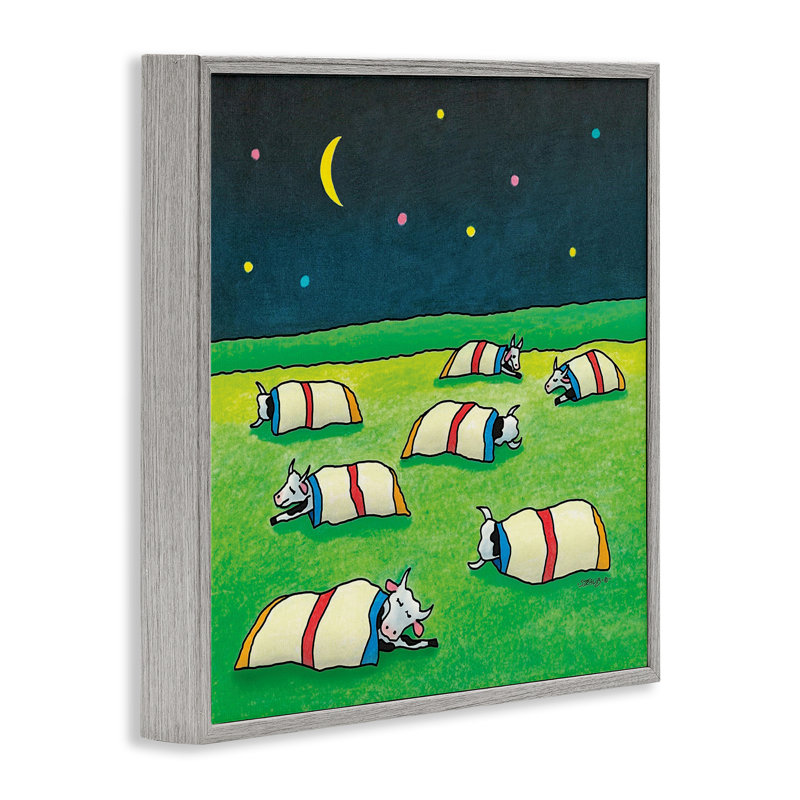 Giclée encadrée «Pasture Cows Bedtime», conception par Roger Straub, Estampe numérique Farmhouse, H 24 po x l 24 po