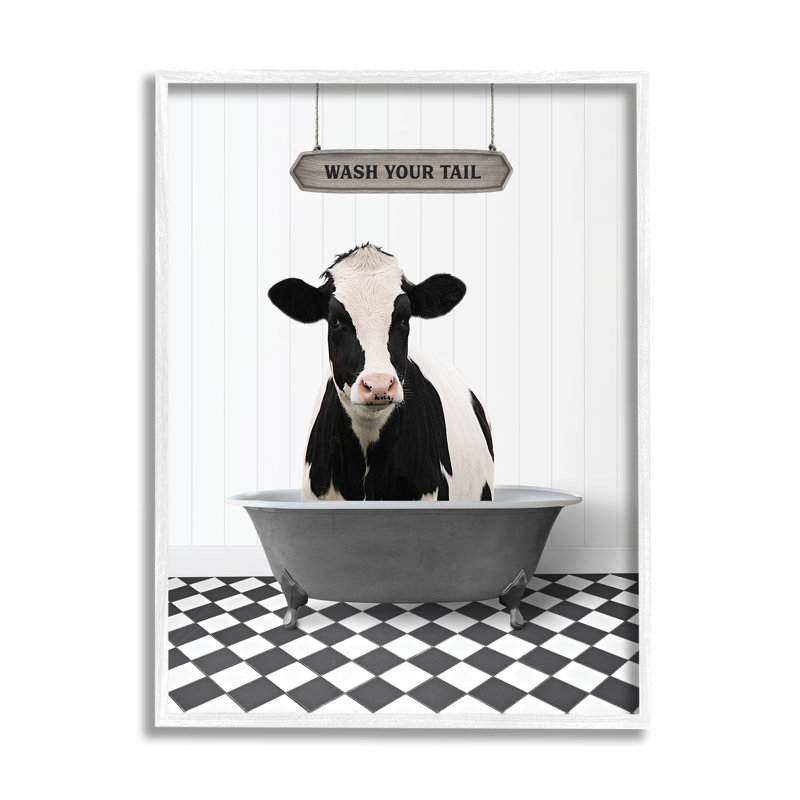 Art de giclée encadrée par Trinx Wash Your Tail, H 14 po x l 11 po x P 1,5 po, Giclée encadrée noir minuit