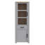 Farmhouse style display cabinet with 2 doors and 1 drawer, glass doors, living room, dining room, engineered wood, grey/warm oak decor, 71.7 cm W x 205.4 cm H x 42 cm D