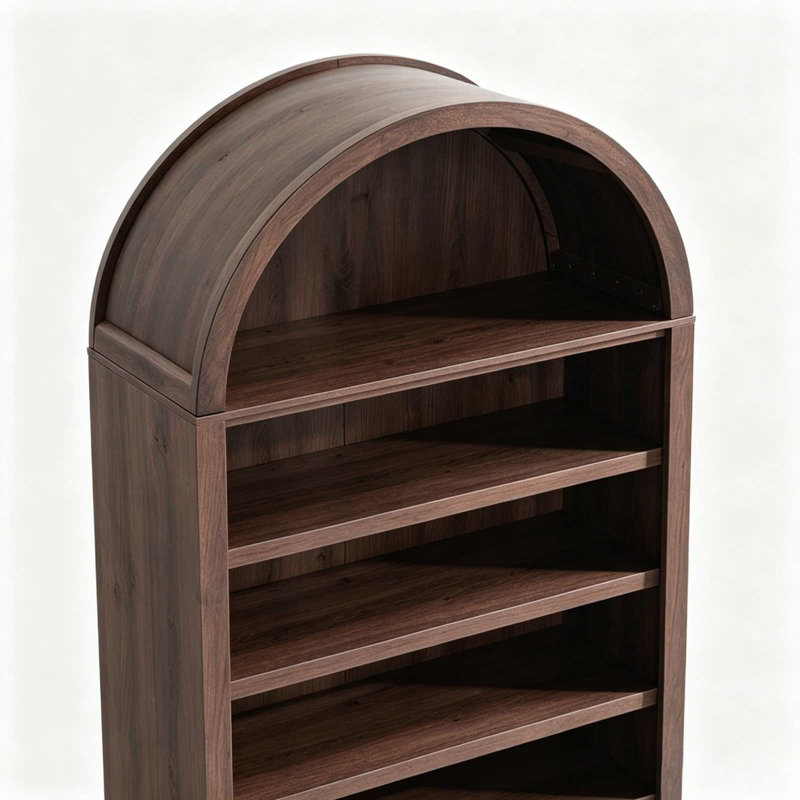 71" Tall Arched Bookcase with Adjustable Shelves, Narrow Wooden Bookshelf, 7 Tier Freestanding Storage Display Shelf for Living Room, Bedroom, Entryway