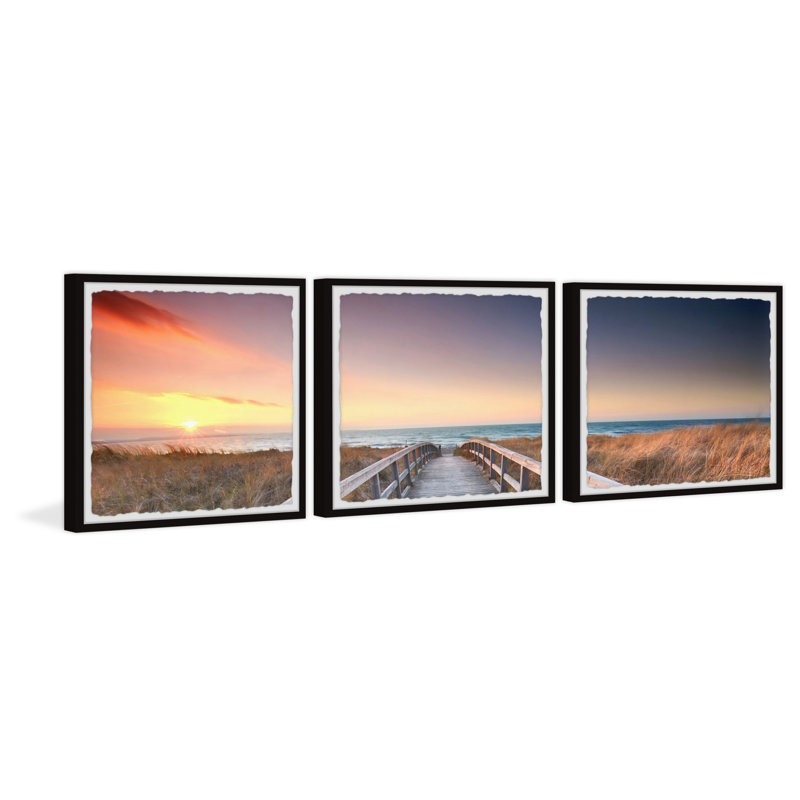 Lyles Epic Sunset by Marmont Hill - 3 Piece Single Picture Frame Painting, 30cm H x 91cm W x 3.81cm D
