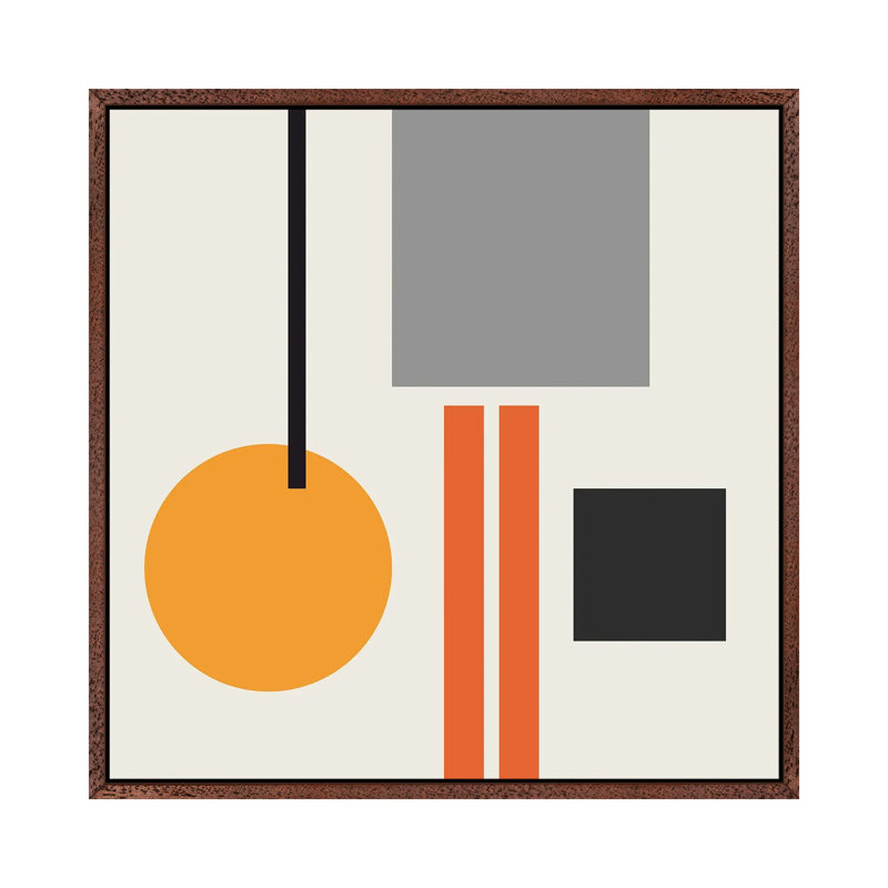 Mid Century V - Print on Canvas, 66.04 cm H x 66.04 cm W, Brown Framed