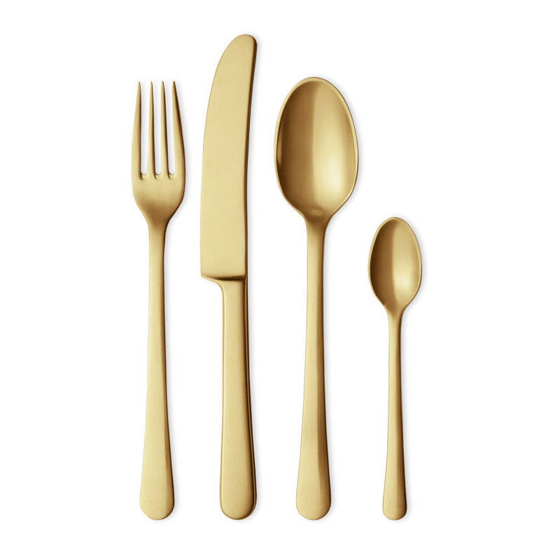 COPENHAGEN Cutlery, 4-Piece Placesetting in Matte Gold