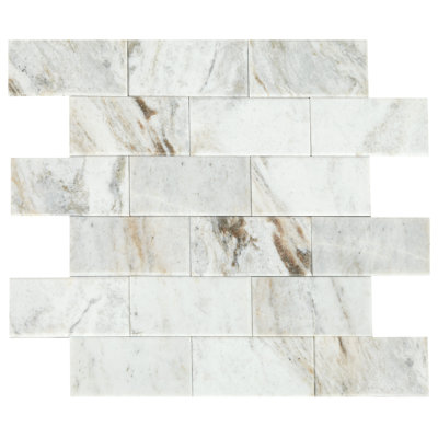 Simply Stick Mosaix 4'' W x 2'' L Natural Stone Peel and Stick Mosaic Tile