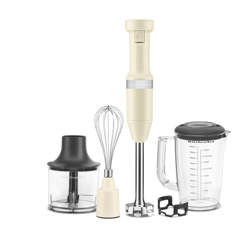 KitchenAid Corded Hand Blender with Accessories, Almond Cream